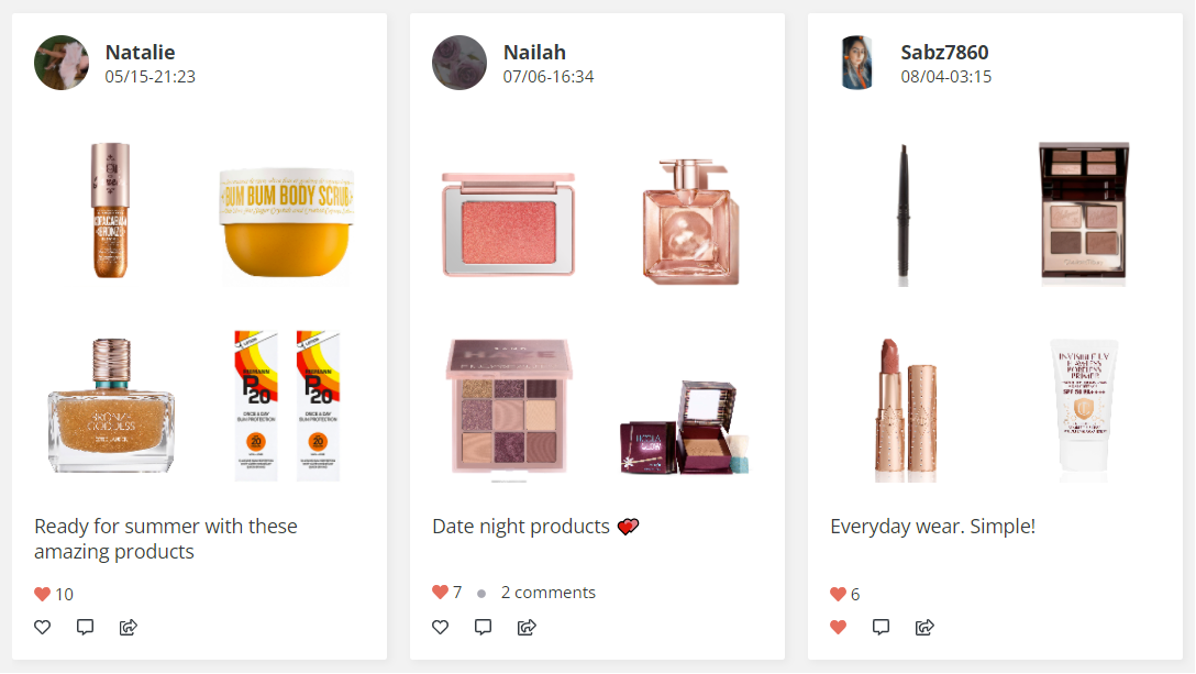 The Feelunique BeautySpot Community generates beauty and skincare routines that are shared on product pages